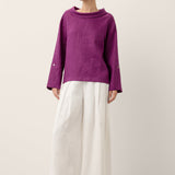 100% Linen Draped Neck Top HOLLIS