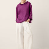 100% Linen Draped Neck Top HOLLIS