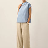 Linen Cutout Turtleneck Top QUINN