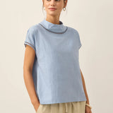 Linen Cutout Turtleneck Top QUINN