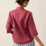 100% Linen Hand Button Fitted Jacket AMELIA