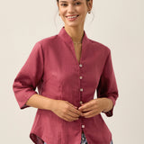100% Linen Hand Button Fitted Jacket AMELIA