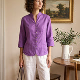 100% Linen Hand Button Fitted Jacket AMELIA