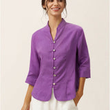 100% Linen Hand Button Fitted Jacket AMELIA