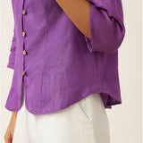 100% Linen Hand Button Fitted Jacket AMELIA