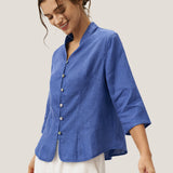 100% Linen Hand Button Fitted Jacket AMELIA