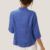 100% Linen Hand Button Fitted Jacket AMELIA