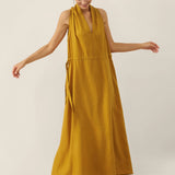 100% Linen V-Neck Halter Maxi Dress BETH
