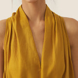 100% Linen V-Neck Halter Maxi Dress BETH