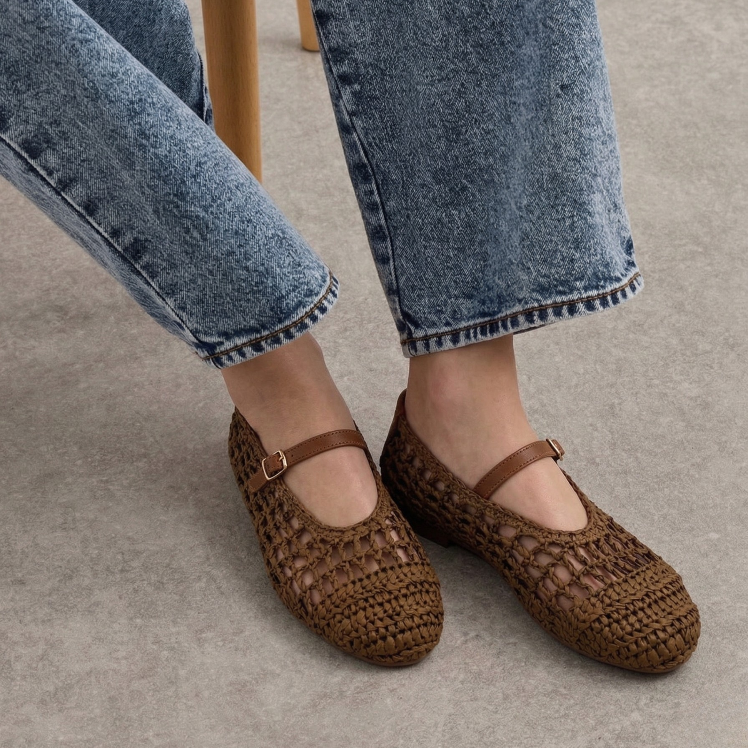 Elaina Raffia Mary Janes