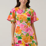 Sunlit Garden Flutter Sleeve Mini Dress