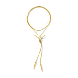Longhorn Bolo Tie Necklace | 14k Gold Plated Western Longhorn Necklace