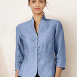 100% Linen Hand Button Fitted Jacket AMELIA