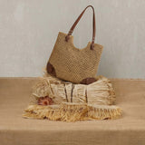 Woven Hollow-Out Shoulder Tote Bag
