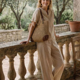 Woven Hollow-Out Shoulder Tote Bag
