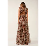 Autumn Reverie Floral Ruffle Maxi Dress