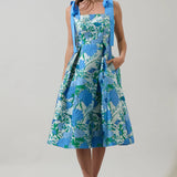 Bluebird Garden Bow Midi Dress