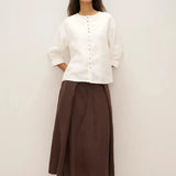 100% Linen Button-Front Drop Shoulder Shirt EASTER