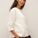 100% Linen Button-Front Drop Shoulder Shirt EASTER