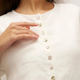 100% Linen Button-Front Drop Shoulder Shirt EASTER