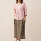 100% Linen Button-Front Drop Shoulder Shirt EASTER