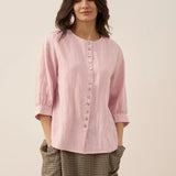 100% Linen Button-Front Drop Shoulder Shirt EASTER