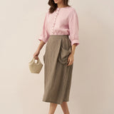 100% Linen Button-Front Drop Shoulder Shirt EASTER