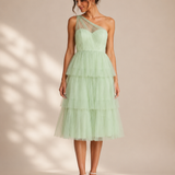 Celeste One-Shoulder Tulle Midi Dress