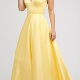 Juliet 230 Stylish Back Long A-Line Satin Prom Dress with Pockets