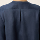 100% Linen Sculpted Accordion Pleat Crew Neck Shirt RANA