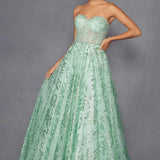 Juliet JT2547S Strapless Sweetheart A-Line Mint Gown
