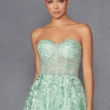 Juliet JT2547S Strapless Sweetheart A-Line Mint Gown