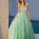 Juliet JT2547S Strapless Sweetheart A-Line Mint Gown