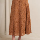 PURELY ROMANTIC WOVEN LACE MIDI SKIRT