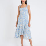 Straight Neck Sleeveless High Low Midi Dress