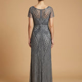 Lara 28856 - Beaded Flutter Sleeve Gown