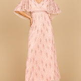 Beaded Gown with Half Cape