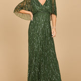 Beaded Evening Gown with Half Cape | 28862