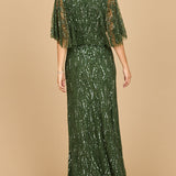 Beaded Evening Gown with Half Cape | 28862