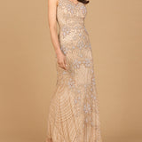 Beaded Cap Sleeve Gown | Lara 28863
