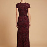 Beaded Cap Sleeve Gown | Lara 28863