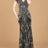 Cap Sleeve Mermaid Beaded Gown