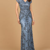 Cap Sleeve Mermaid Beaded Gown
