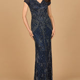 Cap Sleeve Mermaid Beaded Gown