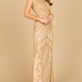 Lara 28876 - Beaded Cap Sleeve Sheath Gown