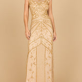 Lara 28876 - Beaded Cap Sleeve Sheath Gown