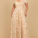 Off Shoulder A-Line Floral Gown | 28882