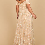 Off Shoulder A-Line Floral Gown | 28882