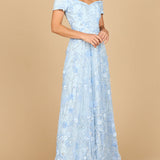 Off Shoulder A-Line Floral Gown | 28882