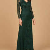 Long Sleeve Beaded Maxi Gown